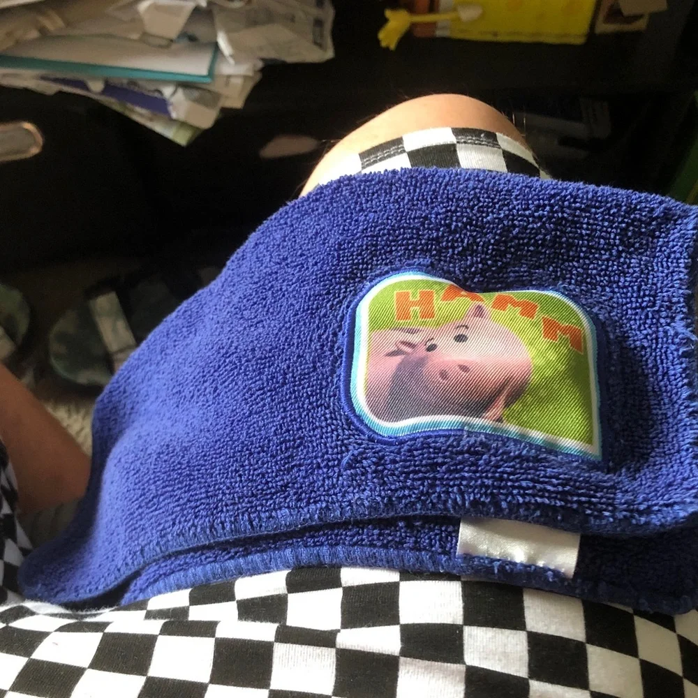 Kids Blue Terry Cloth Hip/Shoulder Pad with Cartoon Patch